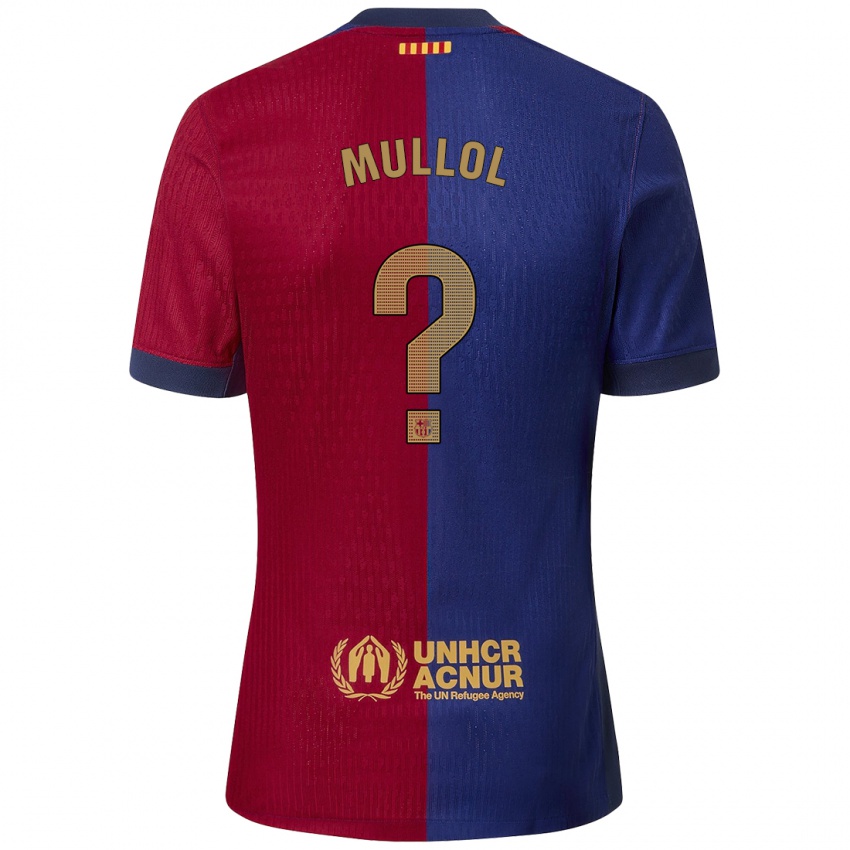 Enfant Maillot Gerard Mullol #0 Bleu Rouge Tenues Domicile 2024/25 T-Shirt Belgique