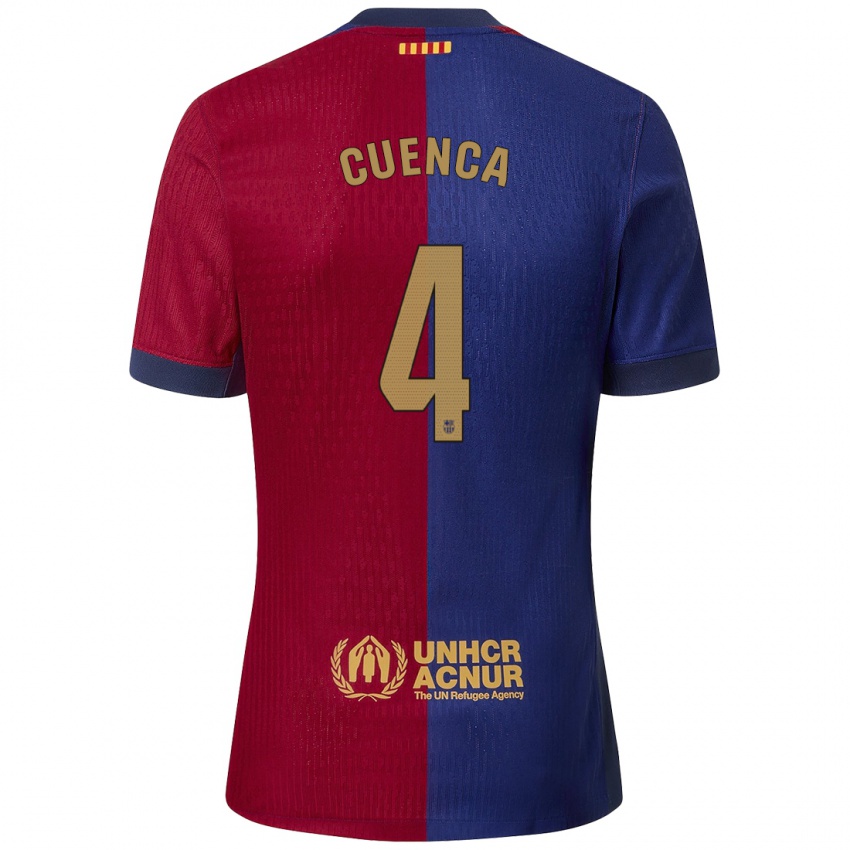 Enfant Maillot Andrés Cuenca #4 Bleu Rouge Tenues Domicile 2024/25 T-Shirt Belgique