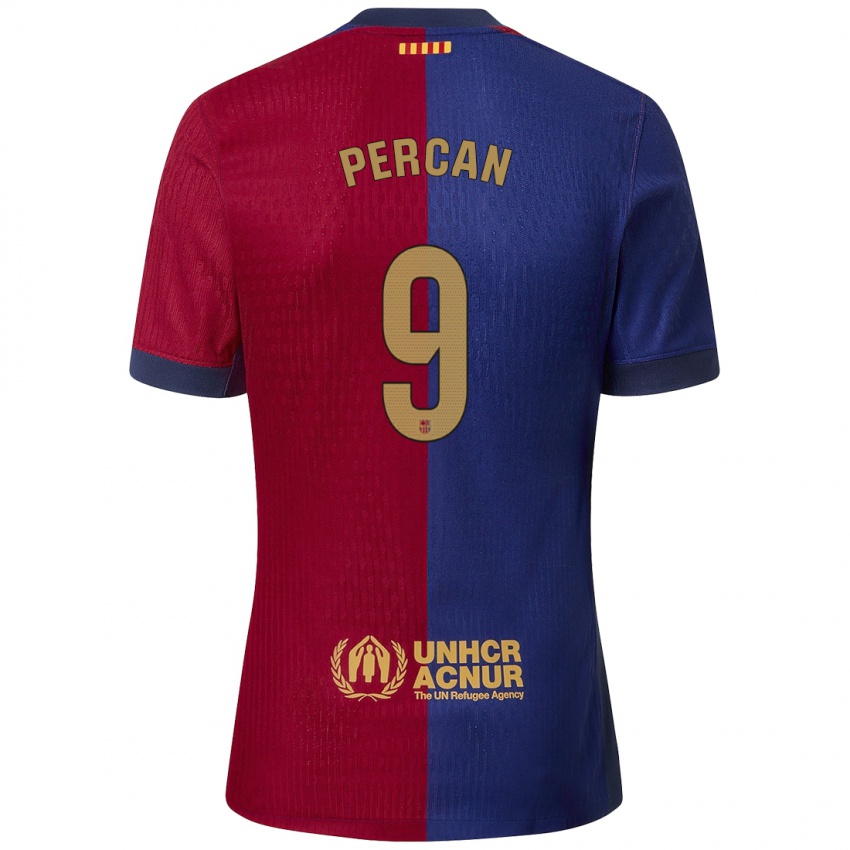 Enfant Maillot Diego Percan #9 Bleu Rouge Tenues Domicile 2024/25 T-Shirt Belgique