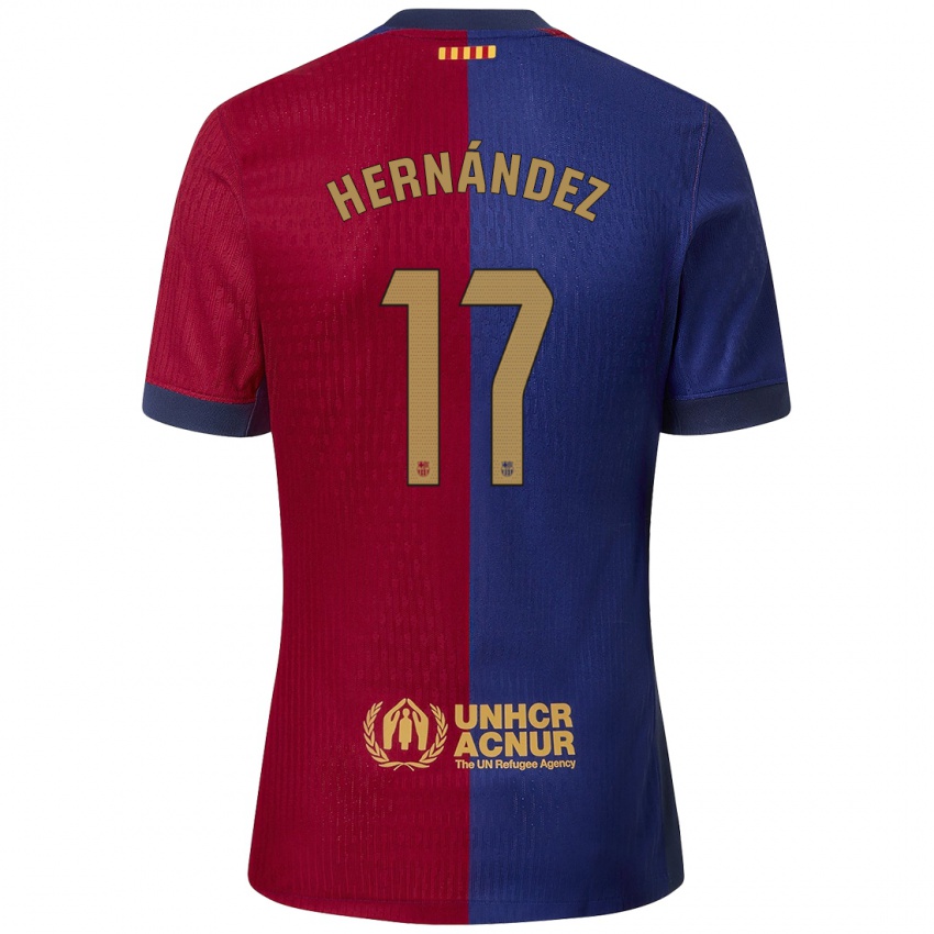 Enfant Maillot Juan Hernández #17 Bleu Rouge Tenues Domicile 2024/25 T-Shirt Belgique