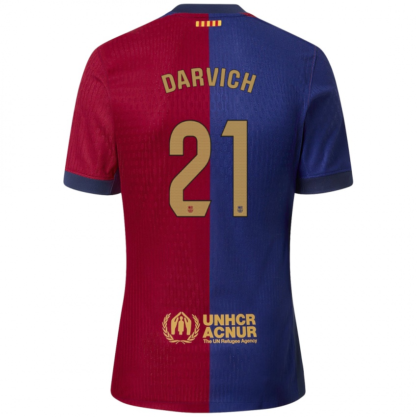 Enfant Maillot Noah Darvich #21 Bleu Rouge Tenues Domicile 2024/25 T-Shirt Belgique