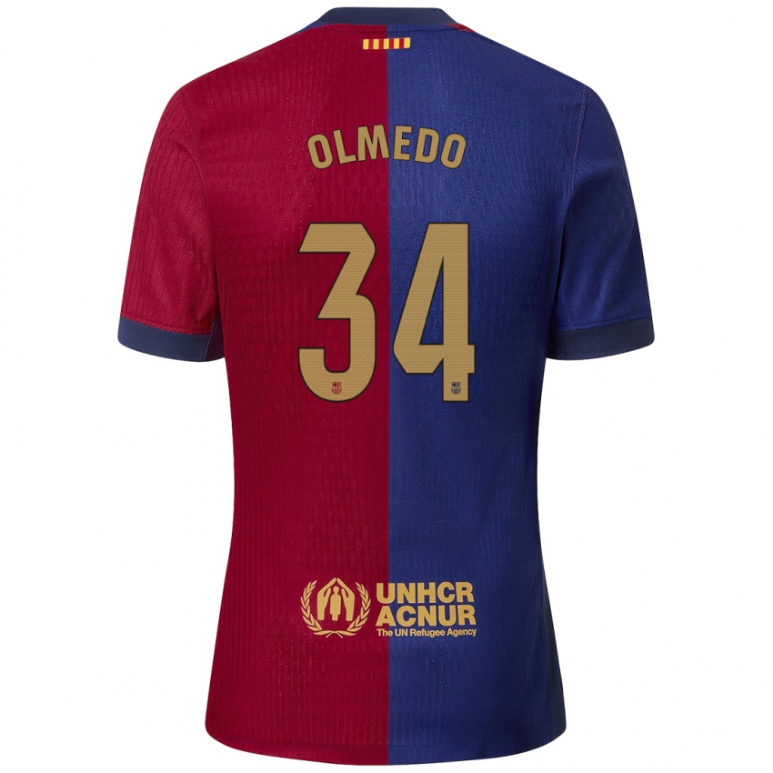 Enfant Maillot Alexis Olmedo #34 Bleu Rouge Tenues Domicile 2024/25 T-Shirt Belgique