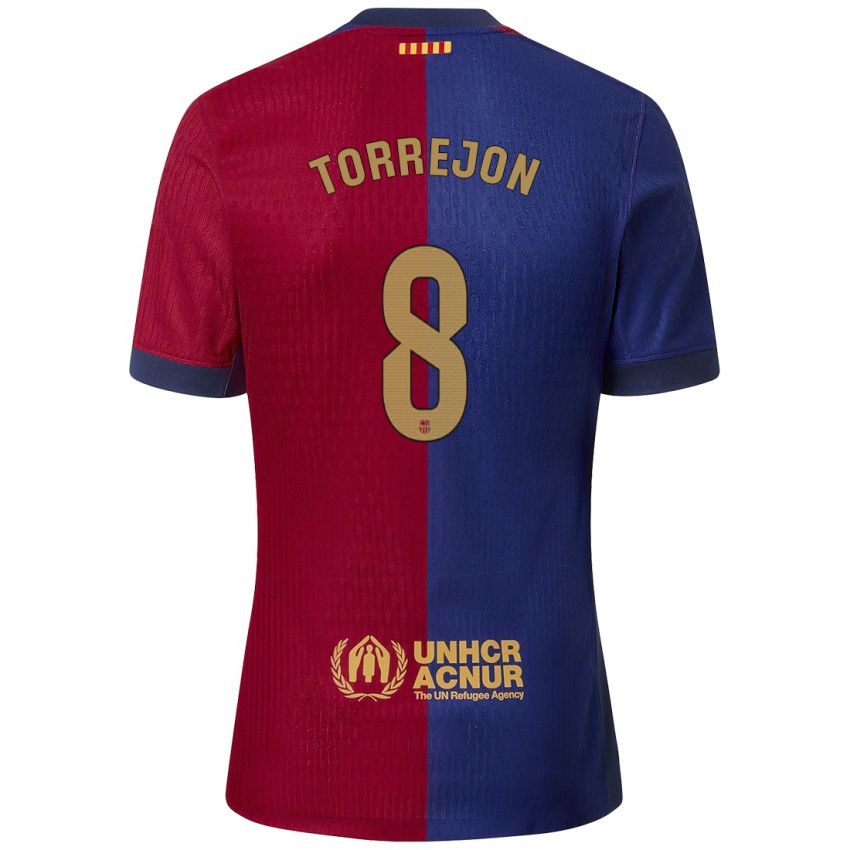 Enfant Maillot Marta Torrejón #8 Bleu Rouge Tenues Domicile 2024/25 T-Shirt Belgique