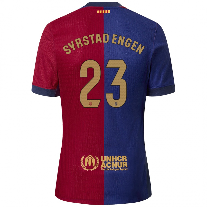 Enfant Maillot Ingrid Syrstad Engen #23 Bleu Rouge Tenues Domicile 2024/25 T-Shirt Belgique