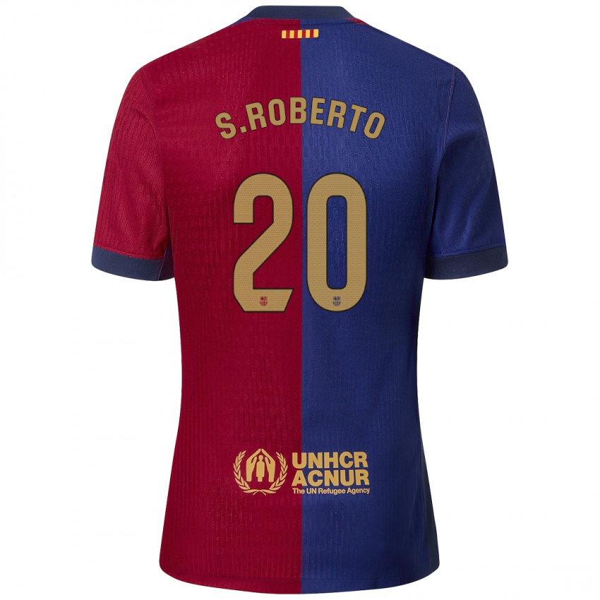 Enfant Maillot Sergi Roberto #20 Bleu Rouge Tenues Domicile 2024/25 T-Shirt Belgique