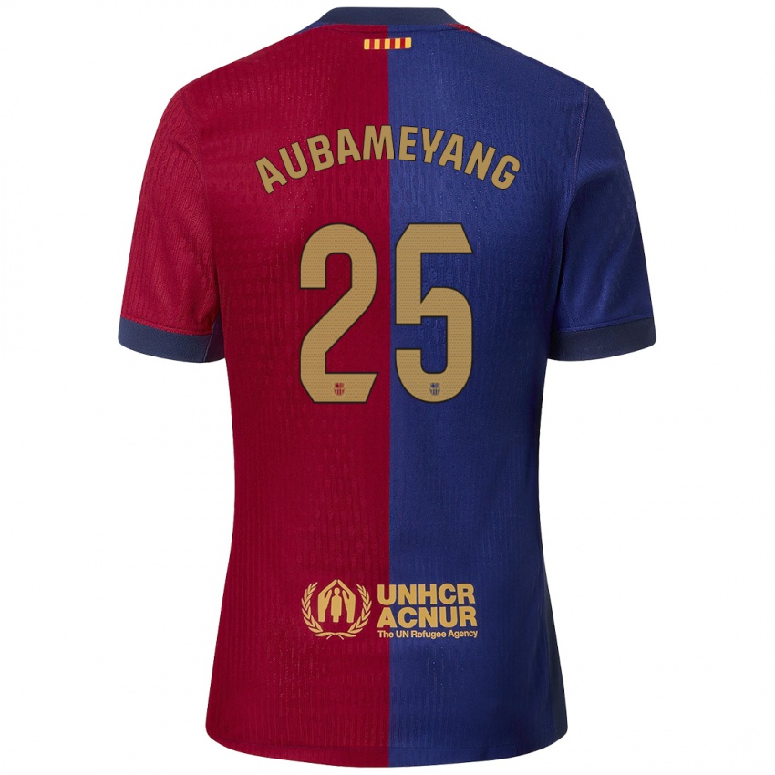 Enfant Maillot Pierre Emerick Aubameyang #25 Bleu Rouge Tenues Domicile 2024/25 T-Shirt Belgique