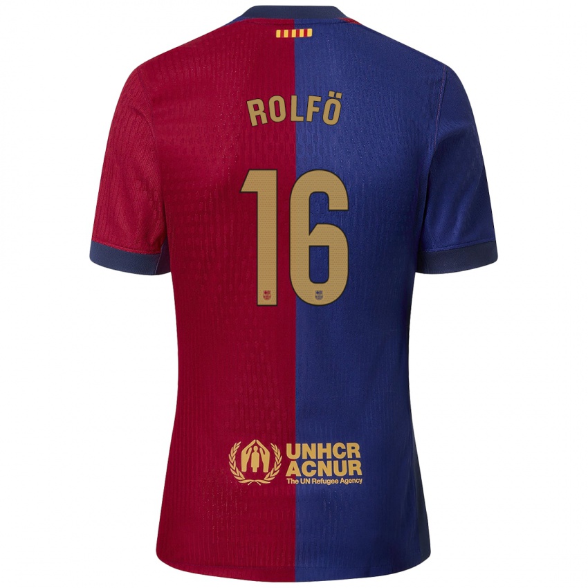 Enfant Maillot Fridolina Rolfo #16 Bleu Rouge Tenues Domicile 2024/25 T-Shirt Belgique