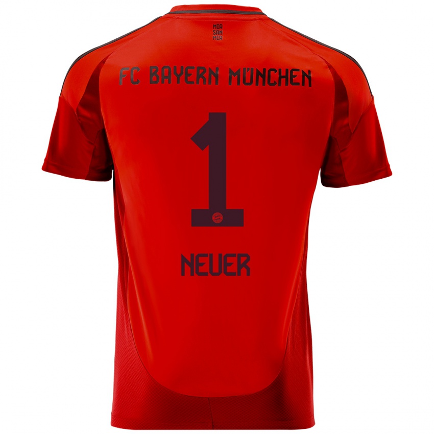 Kinder Manuel Neuer #1 Rot Heimtrikot Trikot 2024/25 T-Shirt Belgien