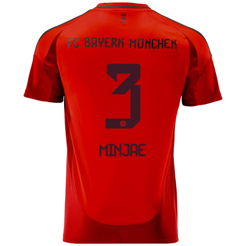 Kinder Min-Jae Kim #3 Rot Heimtrikot Trikot 2024/25 T-Shirt Belgien