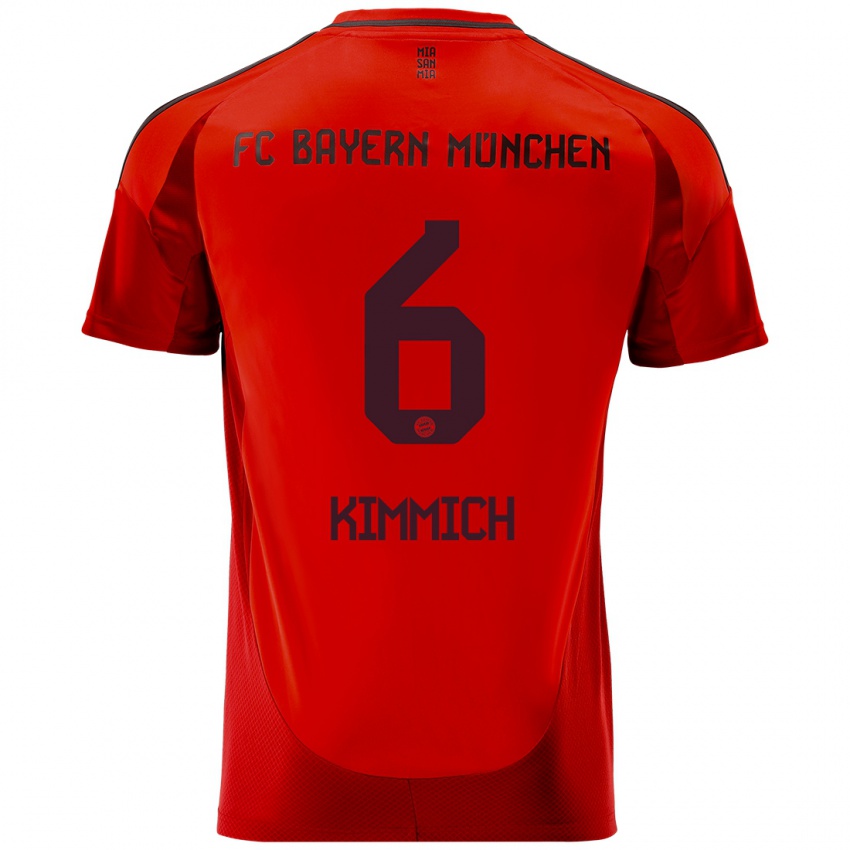 Kinder Joshua Kimmich #6 Rot Heimtrikot Trikot 2024/25 T-Shirt Belgien