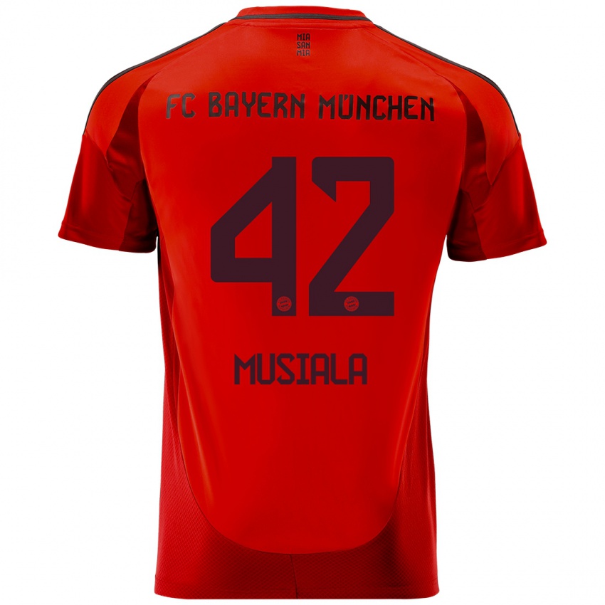 Kinder Jamal Musiala #42 Rot Heimtrikot Trikot 2024/25 T-Shirt Belgien