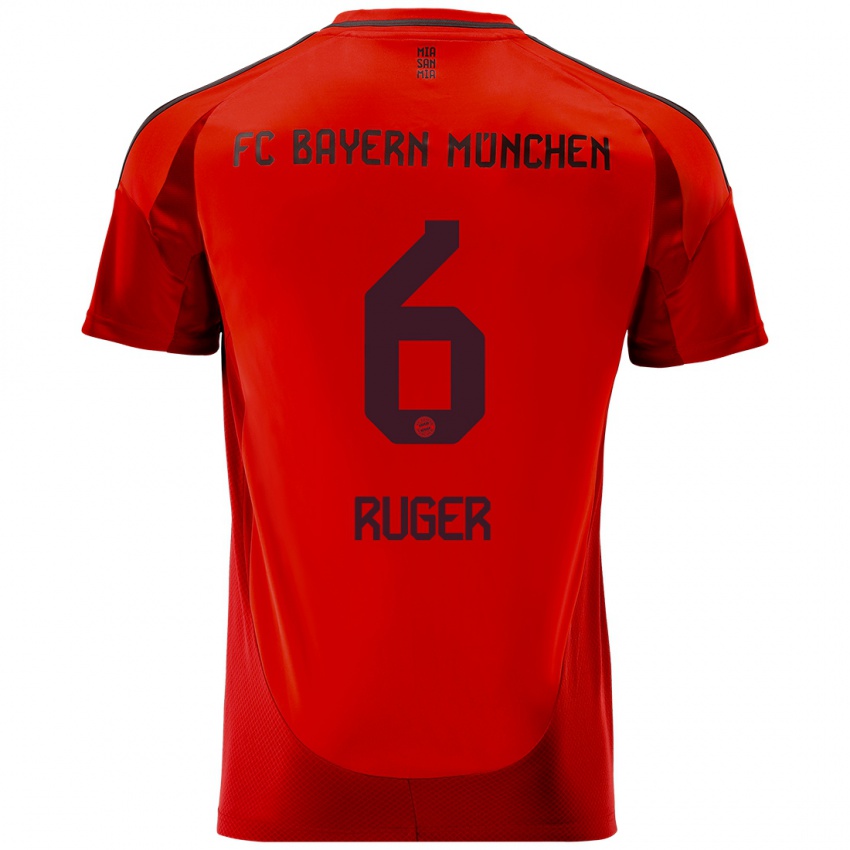 Kinderen Kurt Ruger #6 Rood Thuisshirt Thuistenue 2024/25 T-Shirt België