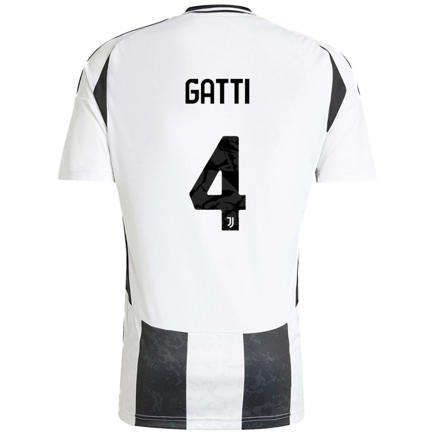 Enfant Maillot Federico Gatti #4 Blanc Noir Tenues Domicile 2024/25 T-Shirt Belgique