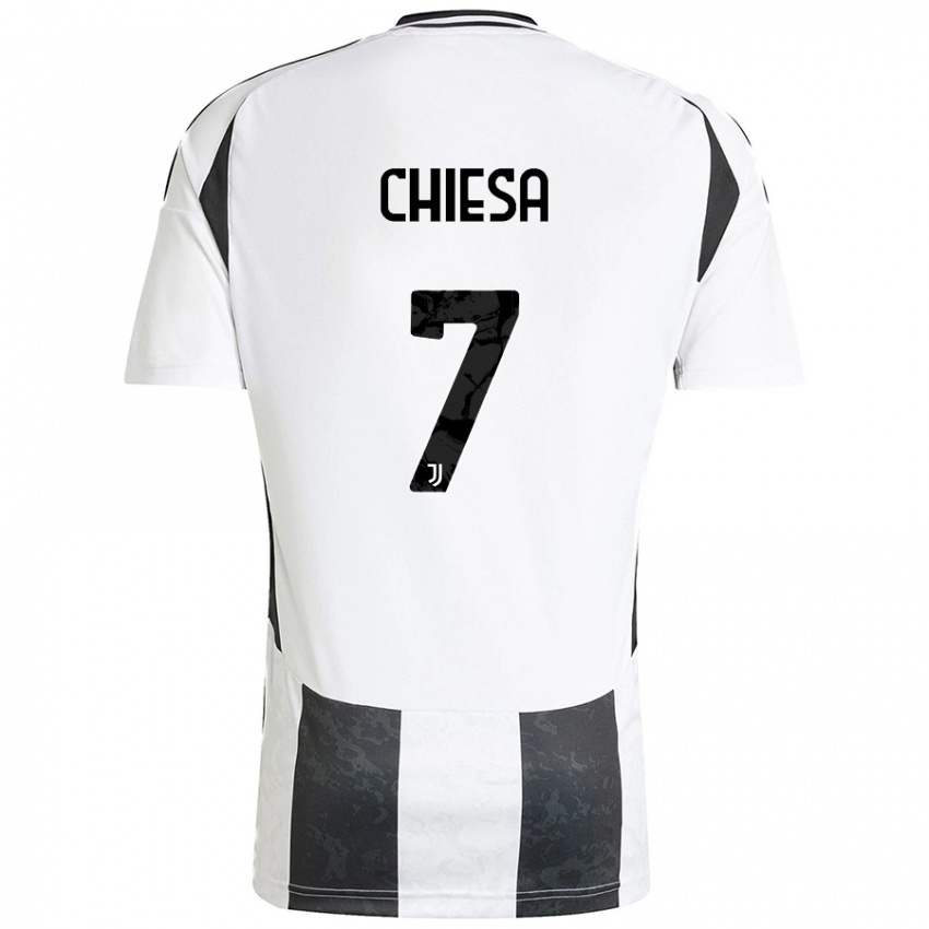 Enfant Maillot Federico Chiesa #7 Blanc Noir Tenues Domicile 2024/25 T-Shirt Belgique