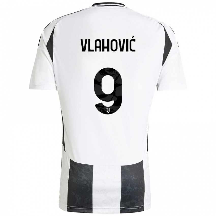 Enfant Maillot Dusan Vlahovic #9 Blanc Noir Tenues Domicile 2024/25 T-Shirt Belgique