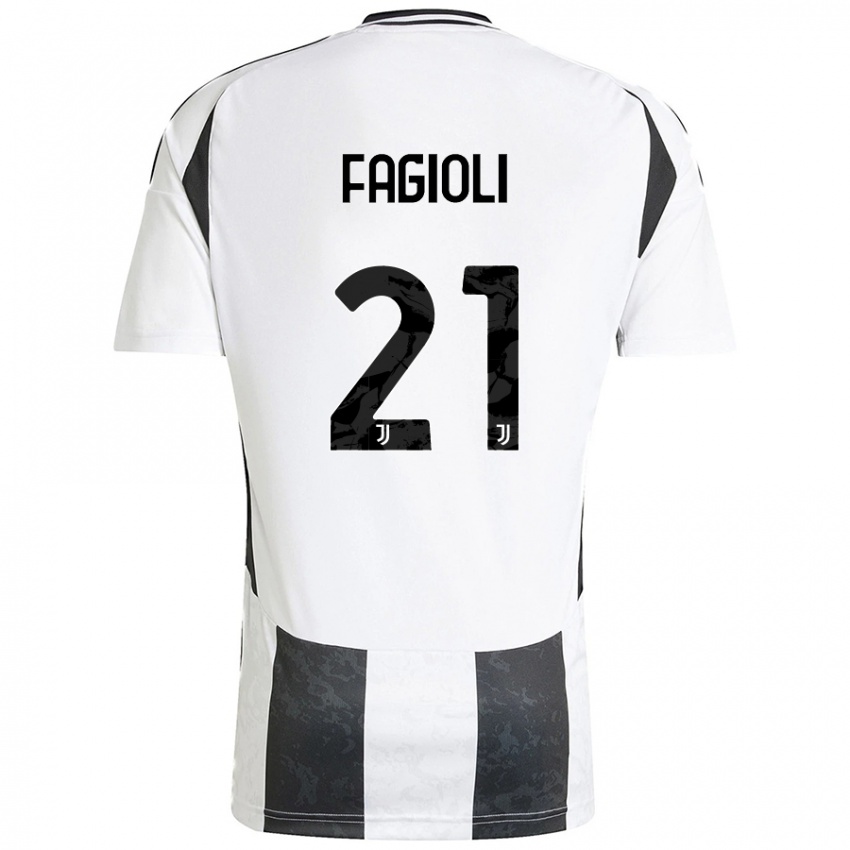 Enfant Maillot Nicolo Fagioli #21 Blanc Noir Tenues Domicile 2024/25 T-Shirt Belgique