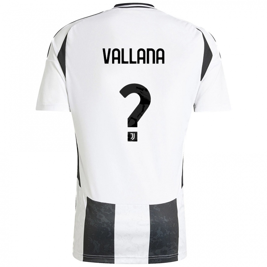 Enfant Maillot Edoardo Vallana #0 Blanc Noir Tenues Domicile 2024/25 T-Shirt Belgique