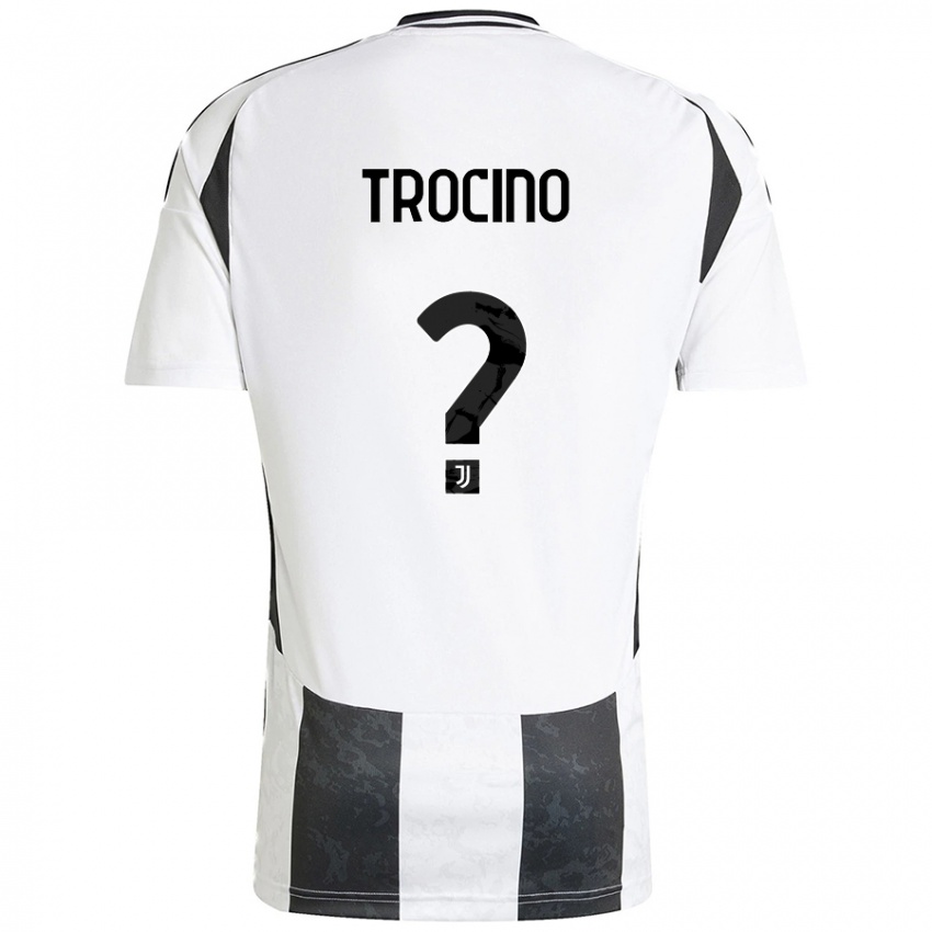 Enfant Maillot Luca Trocino #0 Blanc Noir Tenues Domicile 2024/25 T-Shirt Belgique