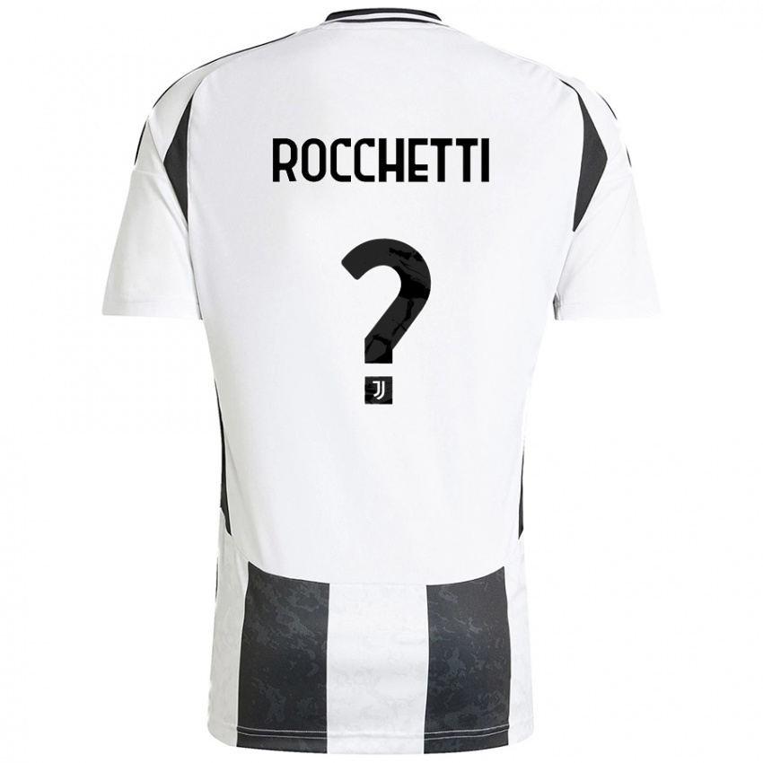 Enfant Maillot Edoardo Rocchetti #0 Blanc Noir Tenues Domicile 2024/25 T-Shirt Belgique