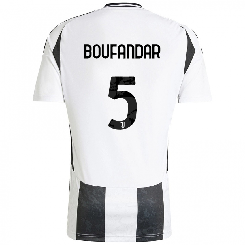 Enfant Maillot Adam Boufandar #5 Blanc Noir Tenues Domicile 2024/25 T-Shirt Belgique