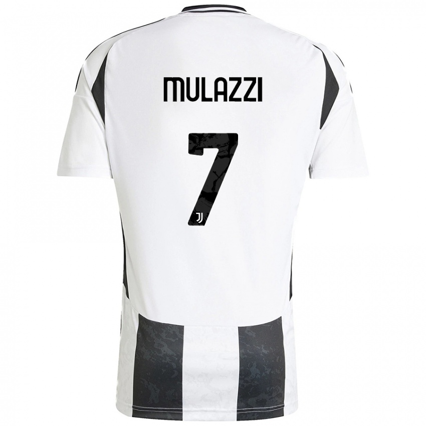 Enfant Maillot Gabriele Mulazzi #7 Blanc Noir Tenues Domicile 2024/25 T-Shirt Belgique