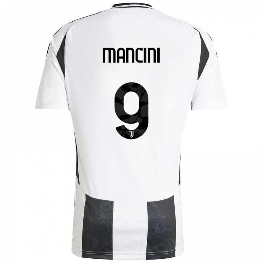 Enfant Maillot Tommaso Mancini #9 Blanc Noir Tenues Domicile 2024/25 T-Shirt Belgique