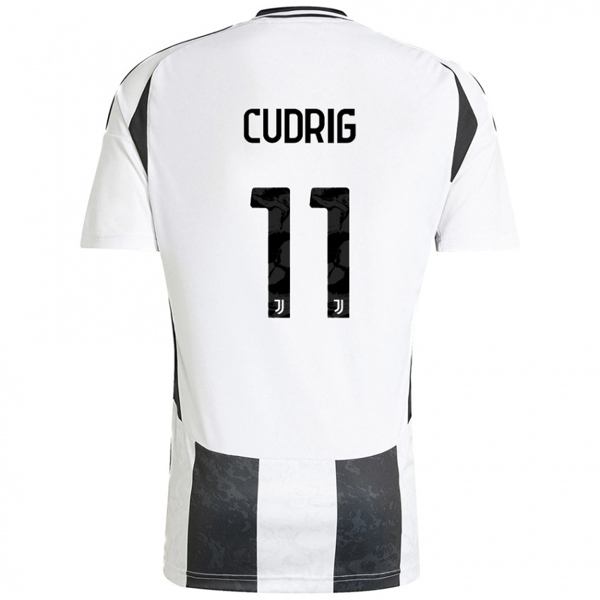 Enfant Maillot Nicolò Cudrig #11 Blanc Noir Tenues Domicile 2024/25 T-Shirt Belgique