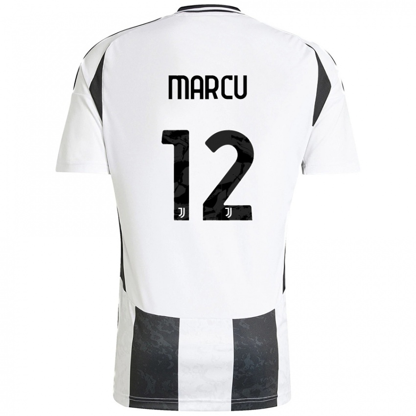 Enfant Maillot Alessio Marcu #12 Blanc Noir Tenues Domicile 2024/25 T-Shirt Belgique