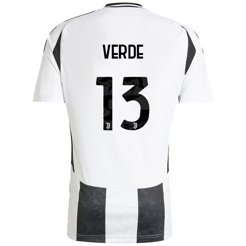 Enfant Maillot Francesco Verde #13 Blanc Noir Tenues Domicile 2024/25 T-Shirt Belgique