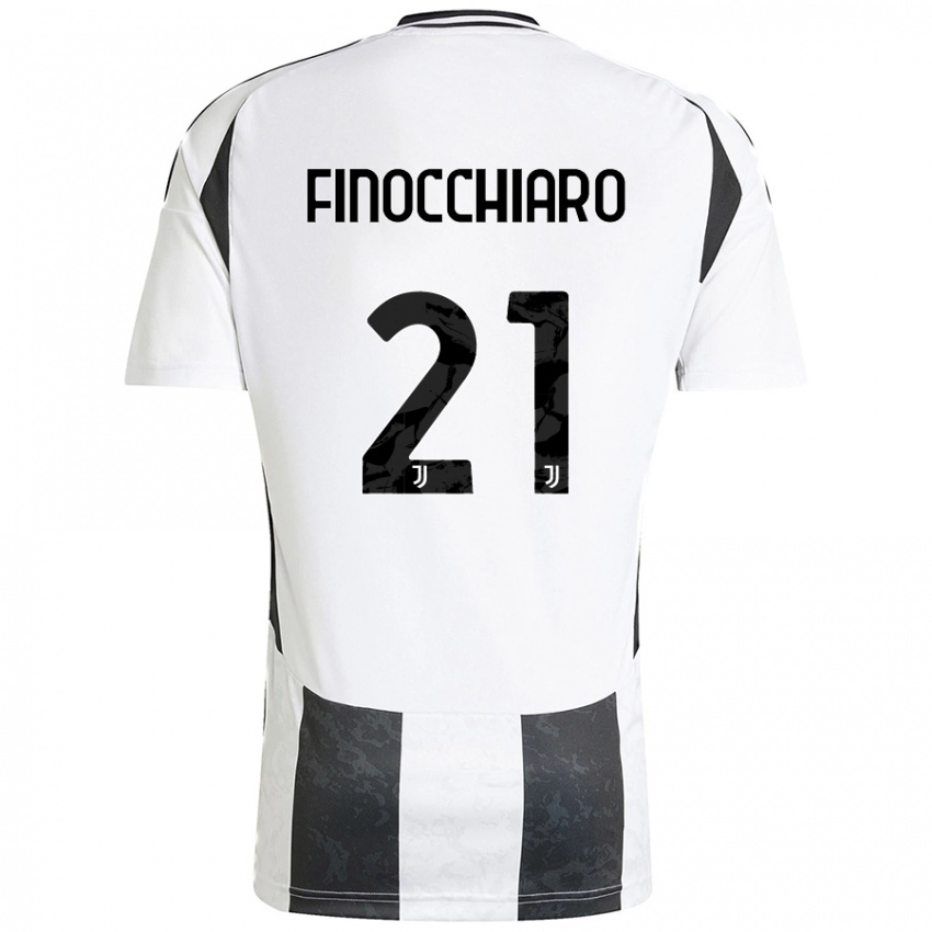 Enfant Maillot Gabriele Finocchiaro #21 Blanc Noir Tenues Domicile 2024/25 T-Shirt Belgique