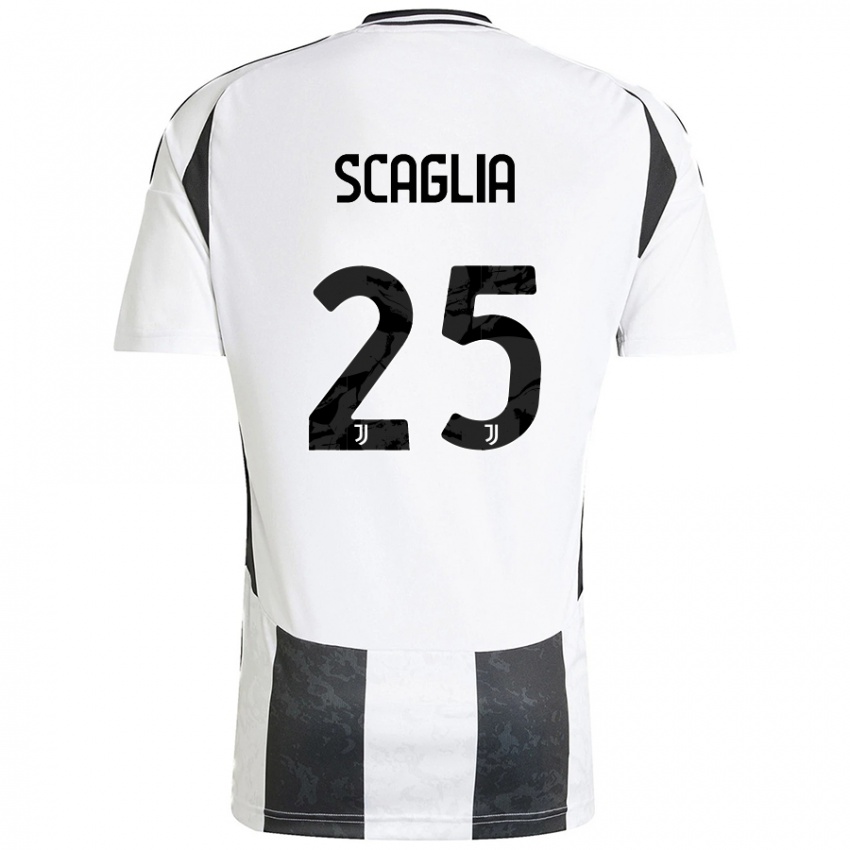 Enfant Maillot Simone Scaglia #25 Blanc Noir Tenues Domicile 2024/25 T-Shirt Belgique