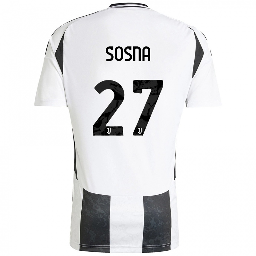 Enfant Maillot Adam Sosna #27 Blanc Noir Tenues Domicile 2024/25 T-Shirt Belgique