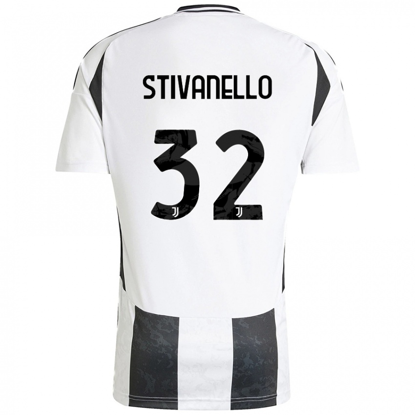 Enfant Maillot Riccardo Stivanello #32 Blanc Noir Tenues Domicile 2024/25 T-Shirt Belgique