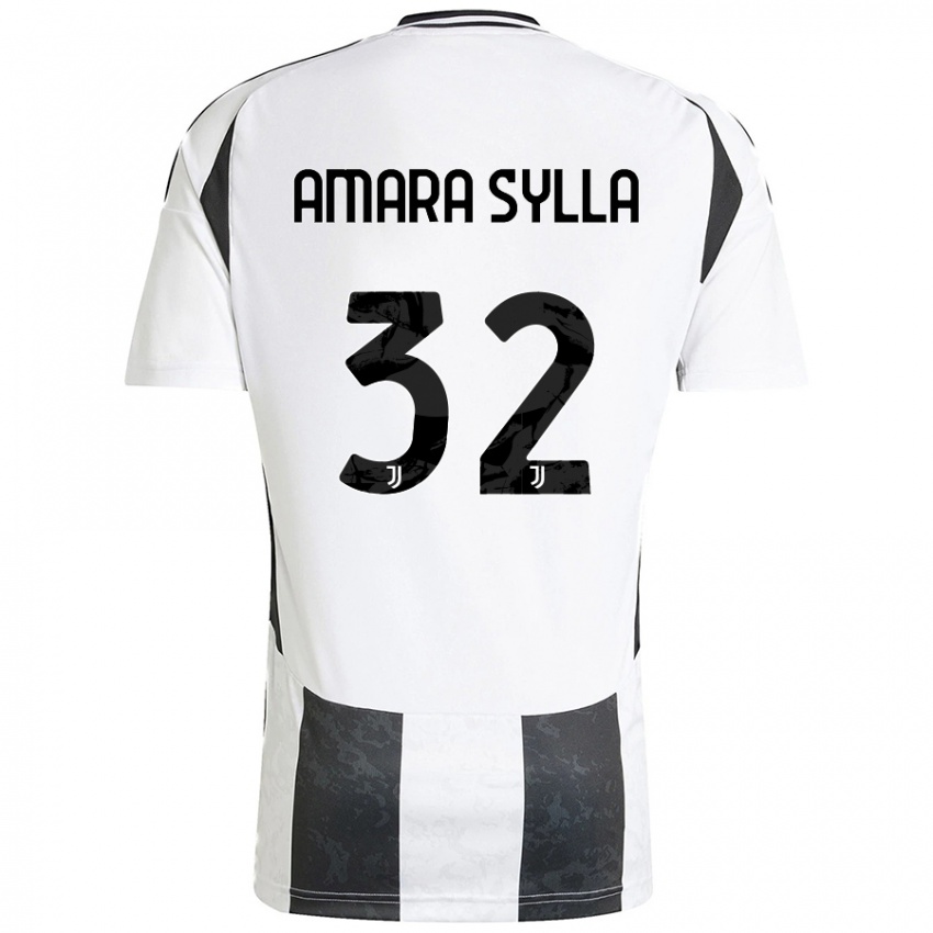 Enfant Maillot Idris Amara Sylla #32 Blanc Noir Tenues Domicile 2024/25 T-Shirt Belgique