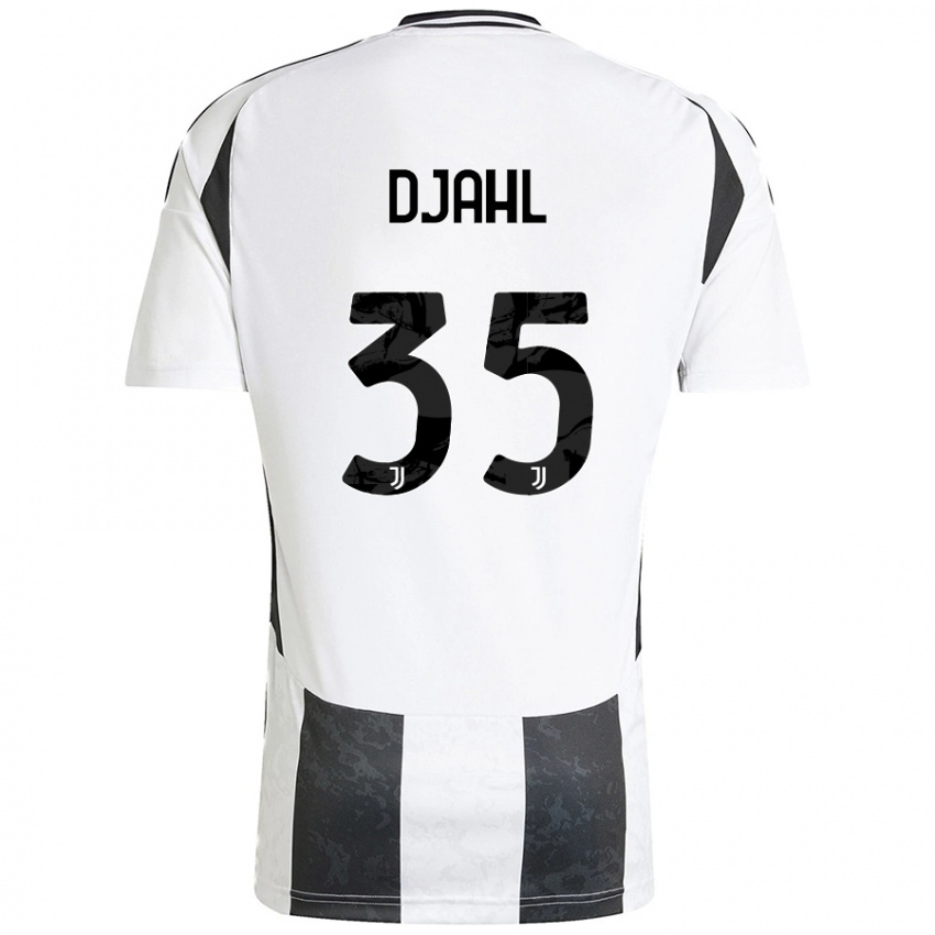 Enfant Maillot Rayan Djahl #35 Blanc Noir Tenues Domicile 2024/25 T-Shirt Belgique