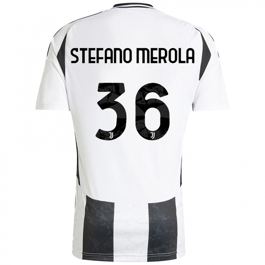 Enfant Maillot Antonio Stefano Merola #36 Blanc Noir Tenues Domicile 2024/25 T-Shirt Belgique