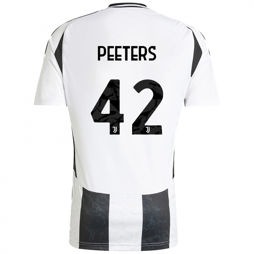 Enfant Maillot Daouda Peeters #42 Blanc Noir Tenues Domicile 2024/25 T-Shirt Belgique