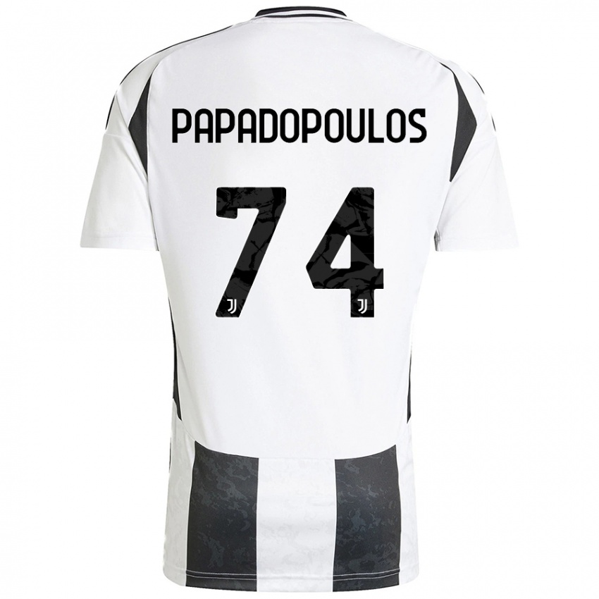 Enfant Maillot Christos Papadopoulos #74 Blanc Noir Tenues Domicile 2024/25 T-Shirt Belgique