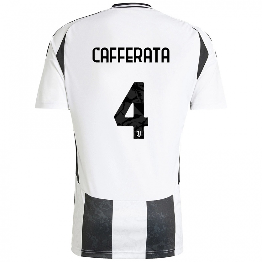 Enfant Maillot Federica Cafferata #4 Blanc Noir Tenues Domicile 2024/25 T-Shirt Belgique