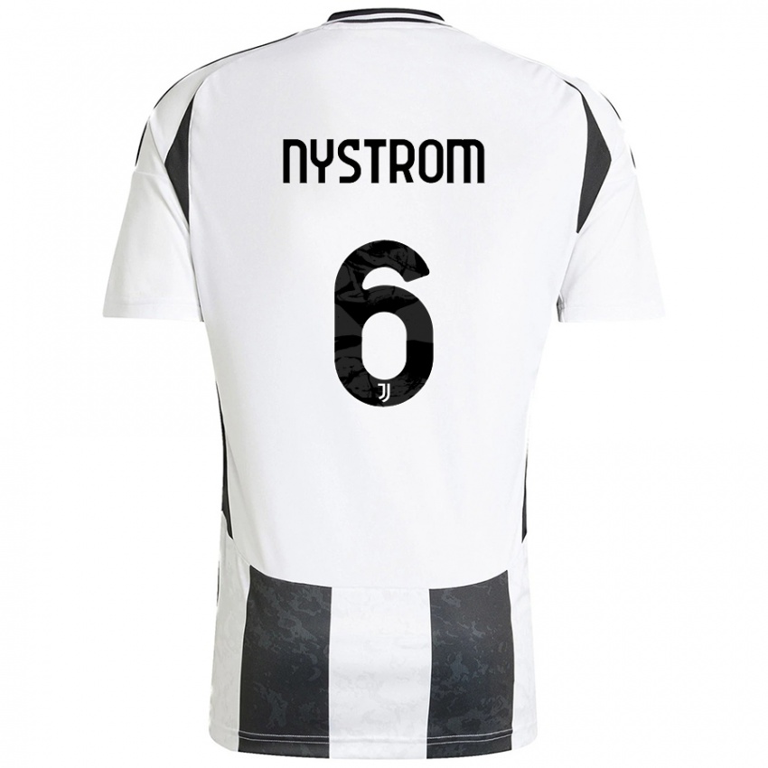 Enfant Maillot Paulina Nyström #6 Blanc Noir Tenues Domicile 2024/25 T-Shirt Belgique