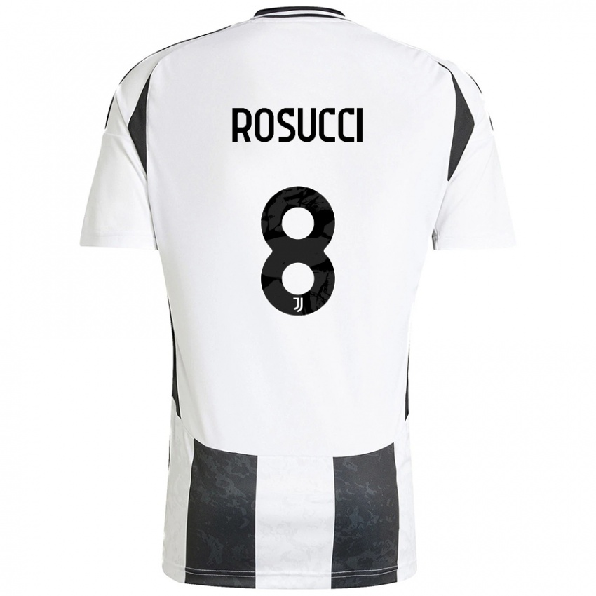 Enfant Maillot Martina Rosucci #8 Blanc Noir Tenues Domicile 2024/25 T-Shirt Belgique