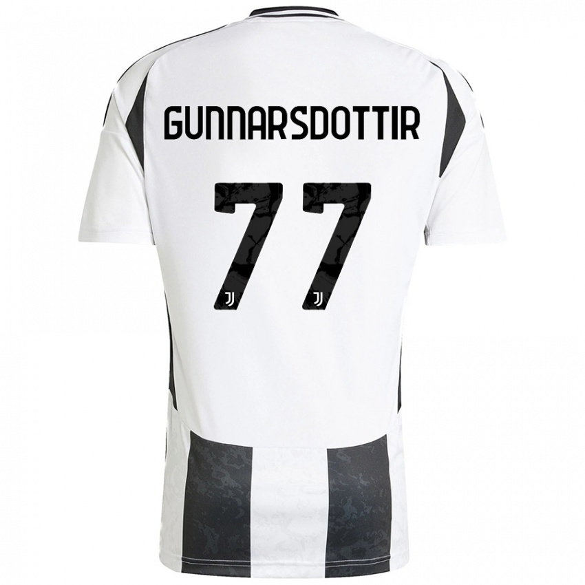 Enfant Maillot Sara Bjork Gunnarsdottir #77 Blanc Noir Tenues Domicile 2024/25 T-Shirt Belgique