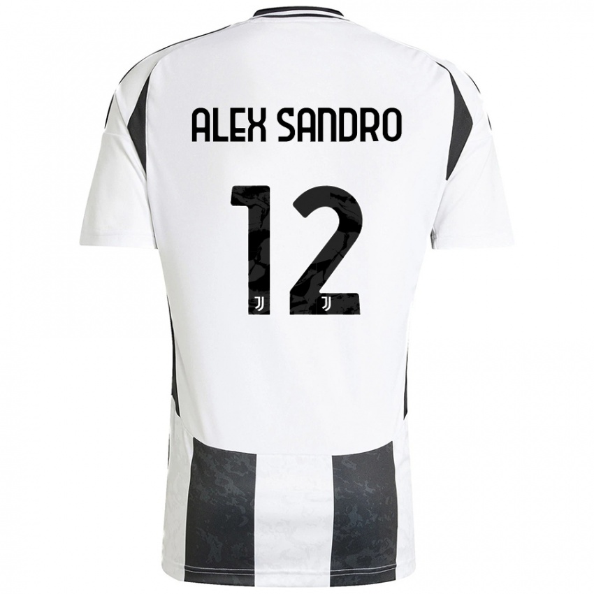 Enfant Maillot Alex Sandro #12 Blanc Noir Tenues Domicile 2024/25 T-Shirt Belgique