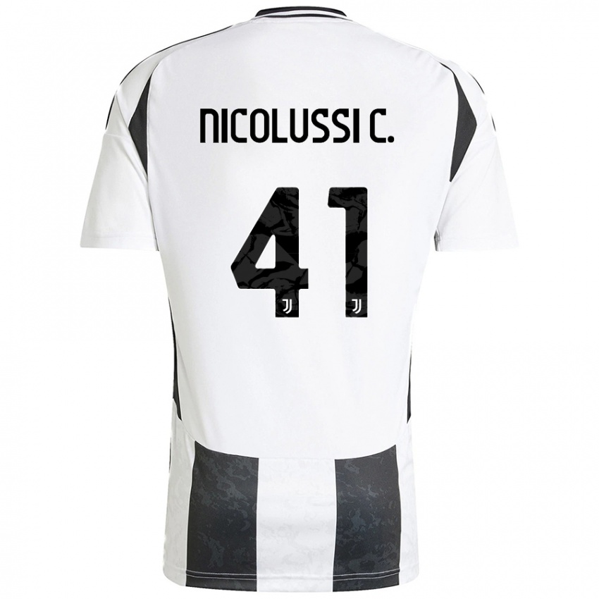 Enfant Maillot Hans Nicolussi Caviglia #41 Blanc Noir Tenues Domicile 2024/25 T-Shirt Belgique