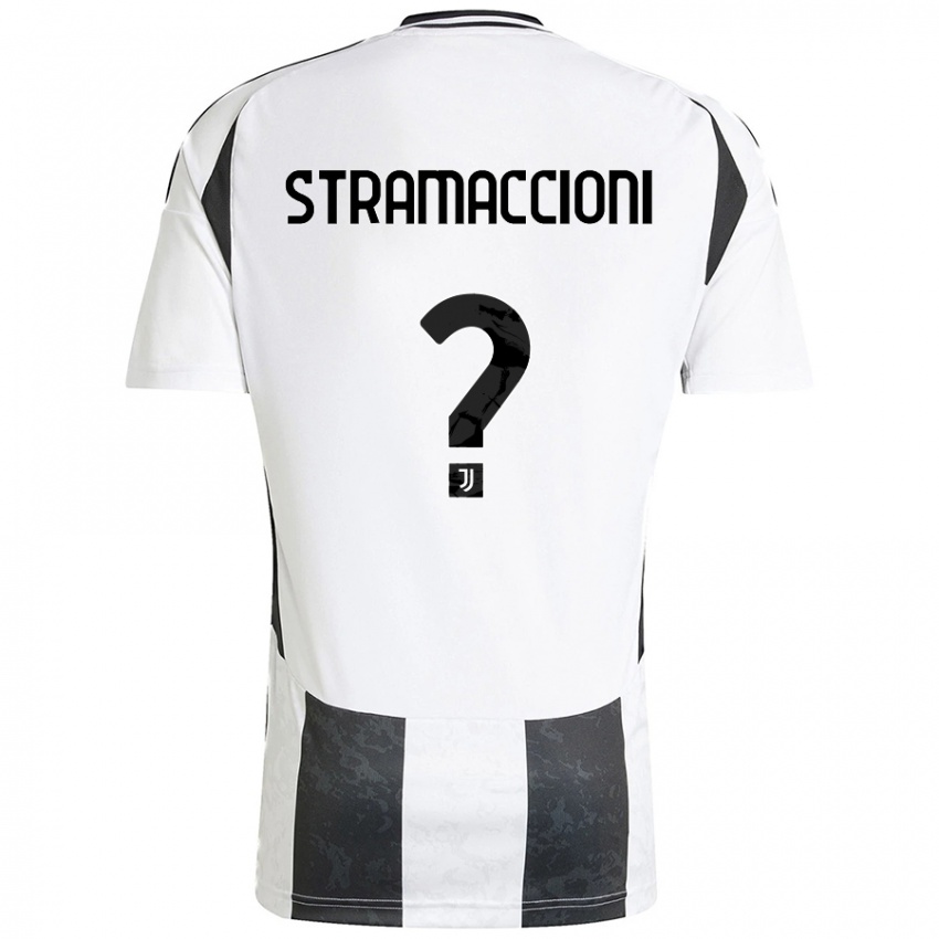 Enfant Maillot Diego Stramaccioni #0 Blanc Noir Tenues Domicile 2024/25 T-Shirt Belgique