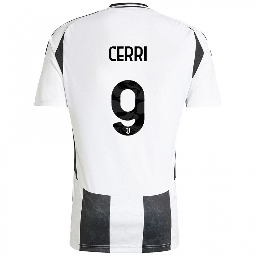 Enfant Maillot Leonardo Cerri #9 Blanc Noir Tenues Domicile 2024/25 T-Shirt Belgique