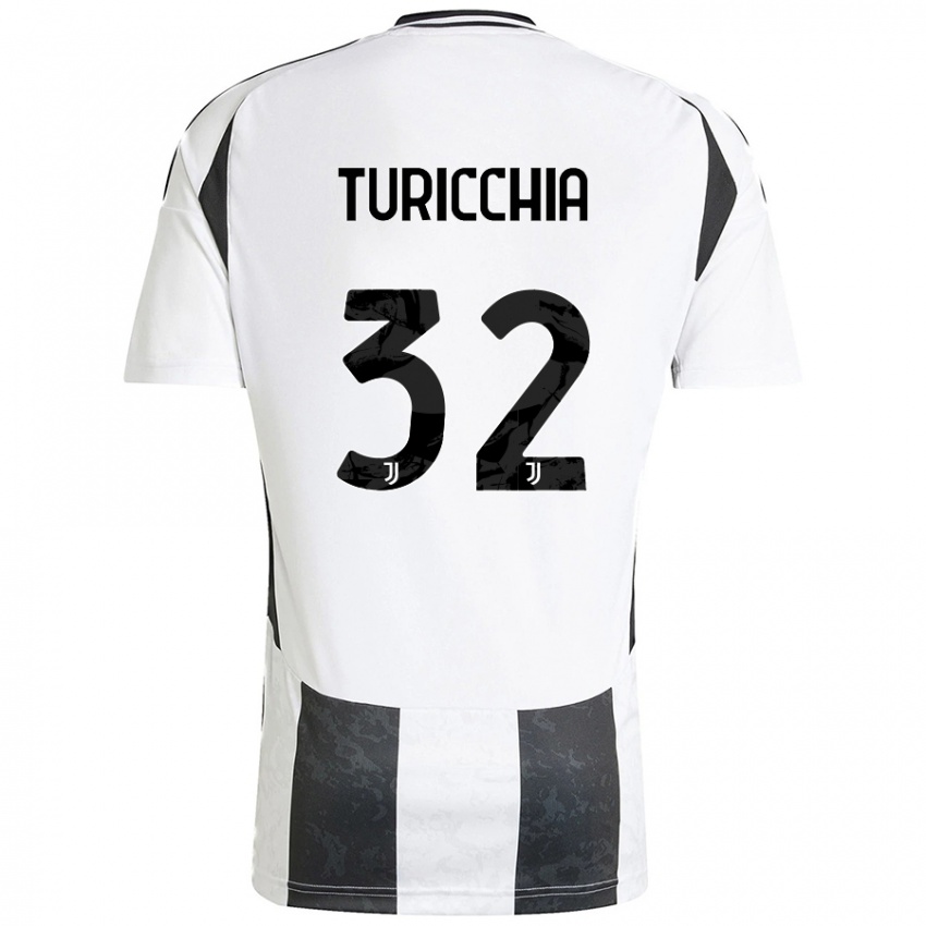 Enfant Maillot Riccardo Turicchia #32 Blanc Noir Tenues Domicile 2024/25 T-Shirt Belgique