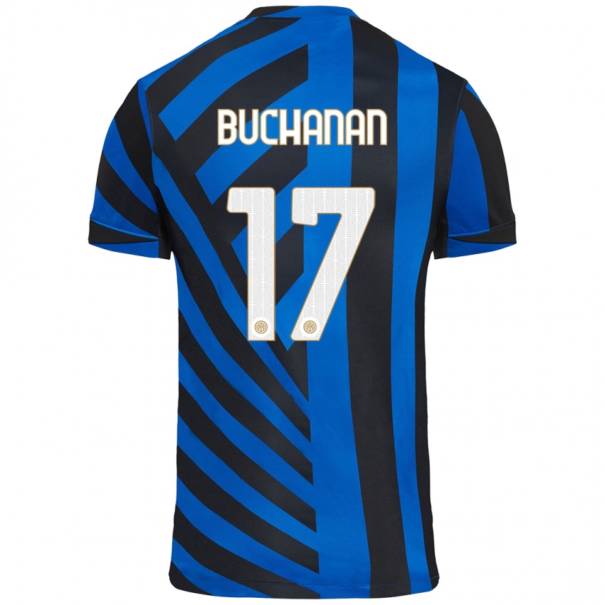 Enfant Maillot Tajon Buchanan #17 Bleu Noir Tenues Domicile 2024/25 T-Shirt Belgique