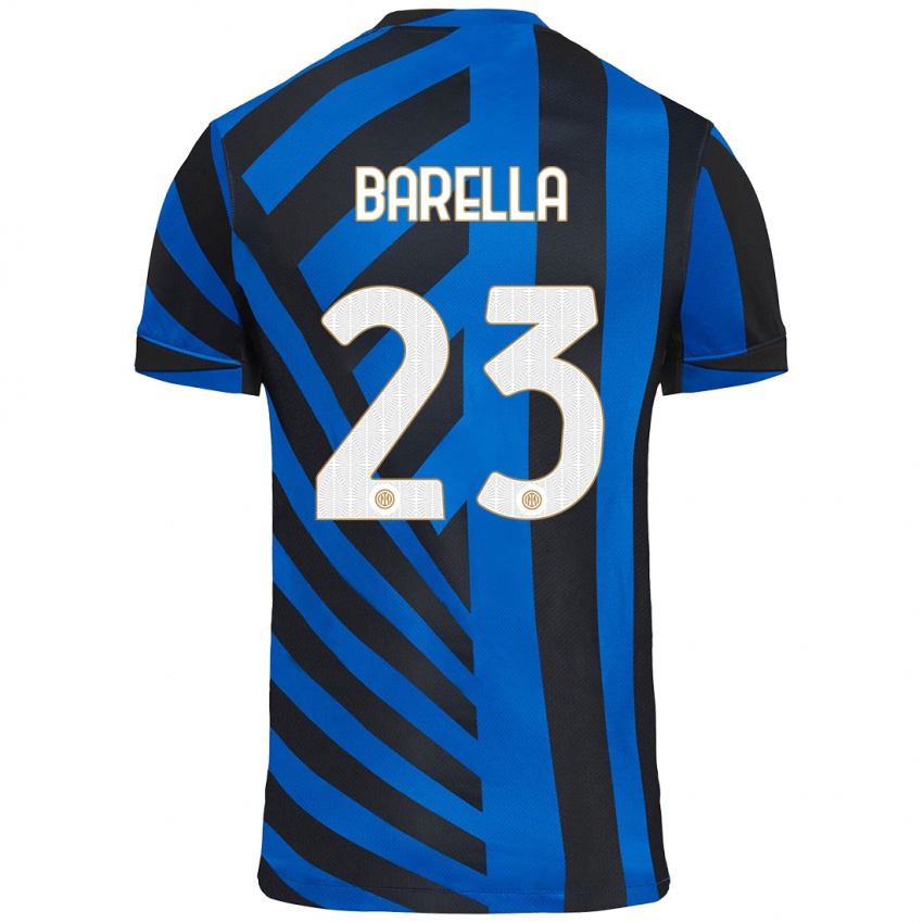 Kinderen Nicolo Barella #23 Blauw Zwart Thuisshirt Thuistenue 2024/25 T-Shirt België