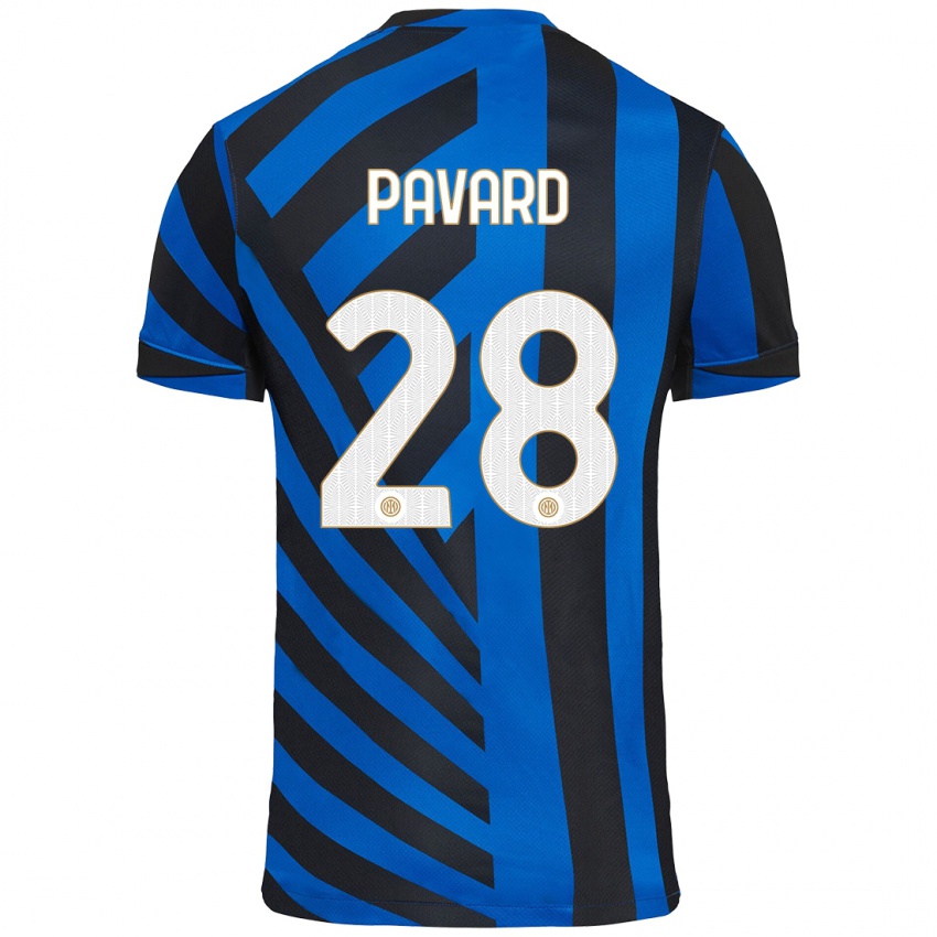 Enfant Maillot Benjamin Pavard #28 Bleu Noir Tenues Domicile 2024/25 T-Shirt Belgique